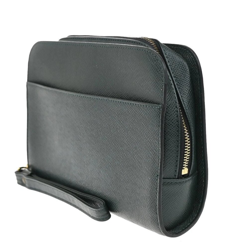 LOUIS VUITTON LV Logo BAIKAL Clutch Hand Bag Taiga Leather Epicea M30184 66KB262 - Picture 4 of 15